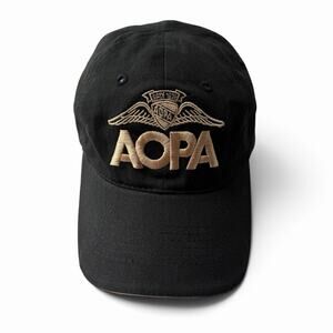 AOPA 75 Years Pilot Wings Black Embroidered Adjustable Baseball Cap Hat